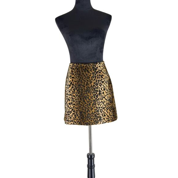 Vintage 90's Hugo Buscati Leopard Print Faux Fur Mini Skirt Sz 2 - Picture 8 of 12